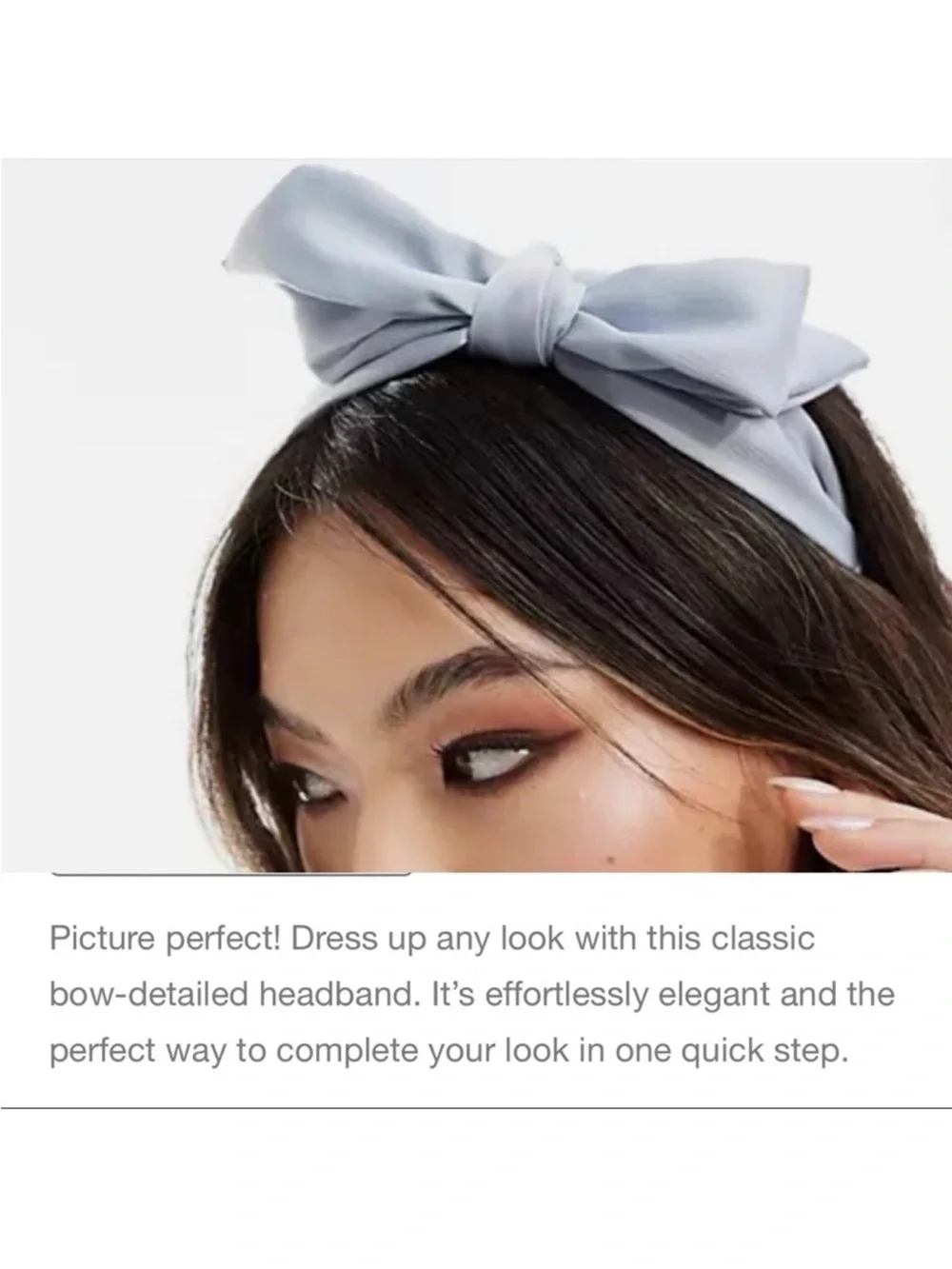 Kristin Ess Bow Headband Light Blue Gray NIB Elegant Hair Accessory